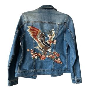 Small Driftwood American Eagle Embroidered Jean Jacket Floral SOLD OUT Womens